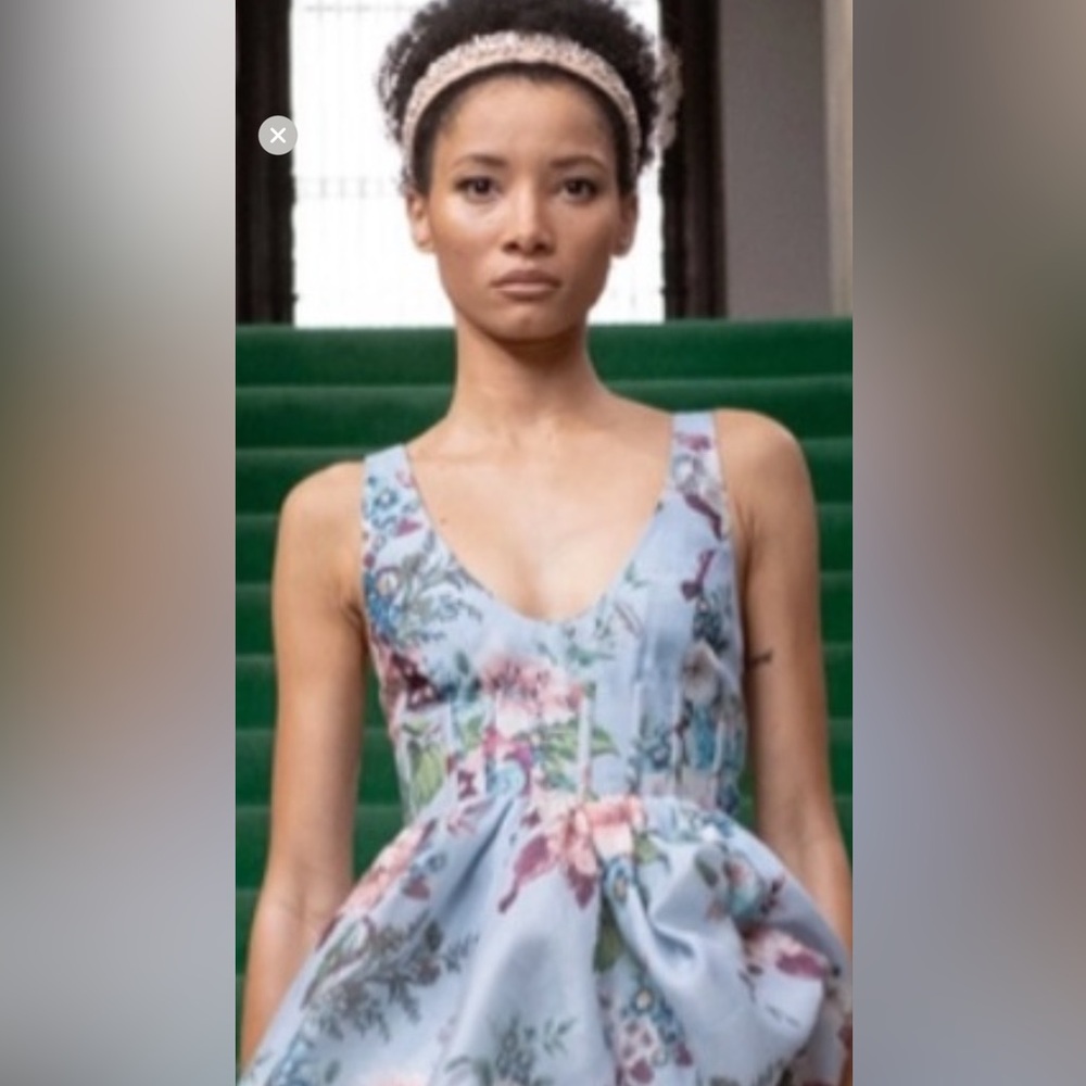 ZIMMERMANN Matchmaker Dress in light blue floral size 1 linen and silk - Picture 10 of 11